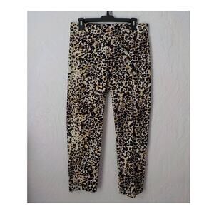 Linda Matthews Animal Print Crop Skinny Pull On Pants Women Medium Stretch Rayon